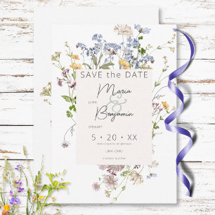 Delikate Boho Wildblumen White Wedding Save The Date