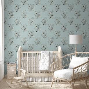 Delikate Botanicals auf einem Vintagen blauen Hint Tapete