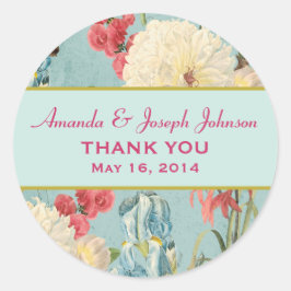 Delikate Botanische Hochzeit danke Ihnen Round Sti Runder Aufkleber