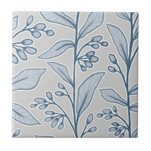 Delikate Botanische Reverie L1 Grau White Blue Blu Fliese
