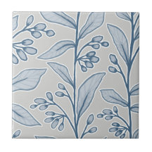 Delikate Botanische Reverie L1 Grau White Blue Pfl