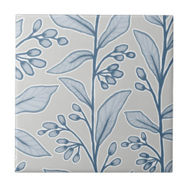 Delikate Botanische Reverie L1 Grau White Blue Pfl Fliese