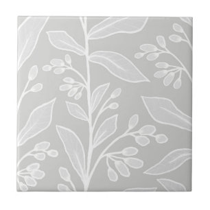 Delikate Botanische Reverie L2 Weiße große Pflanze Fliese