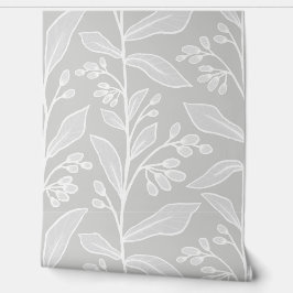 Delikate Botanische Reverie L2 Weiße große Pflanze Tapete