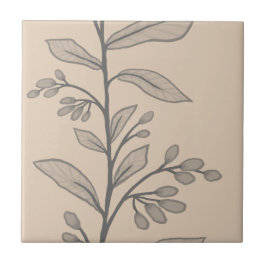 Delikate Botanische Reverie L5 Große graue Pflanze Fliese