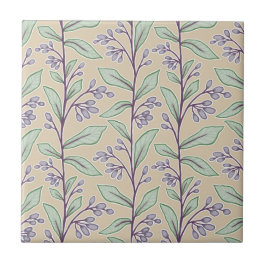 Delikate Botanische Reverie M8 Große Pflanze Lila Fliese