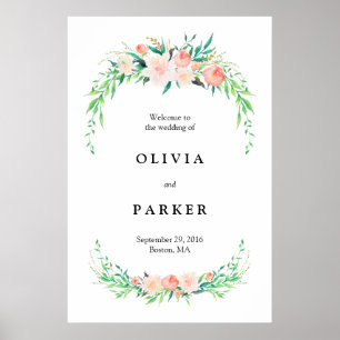 Delikate Bouquet Große Hochzeit Begrüßungszeichen Poster