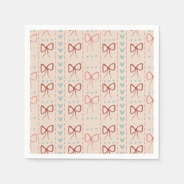 Delikate Bows und Hearts Napkins Serviette (Vorderseite)