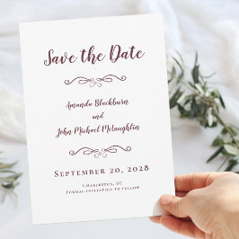 Delikate Burgundy Script Romantische Kalligrafie C Save The Date