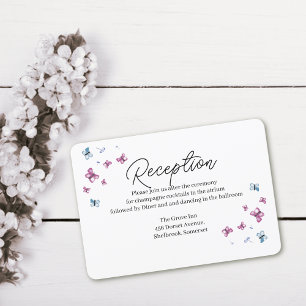 Delikate Butterfly Wedding Reception Card Dankeskarte