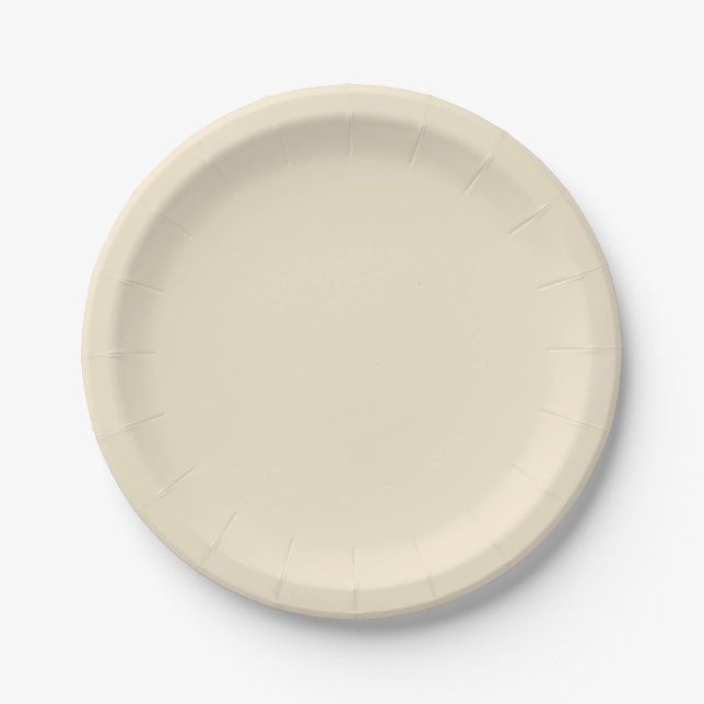 Delikate, cremig beige, solide Farbe Pappteller (Vorderseite)