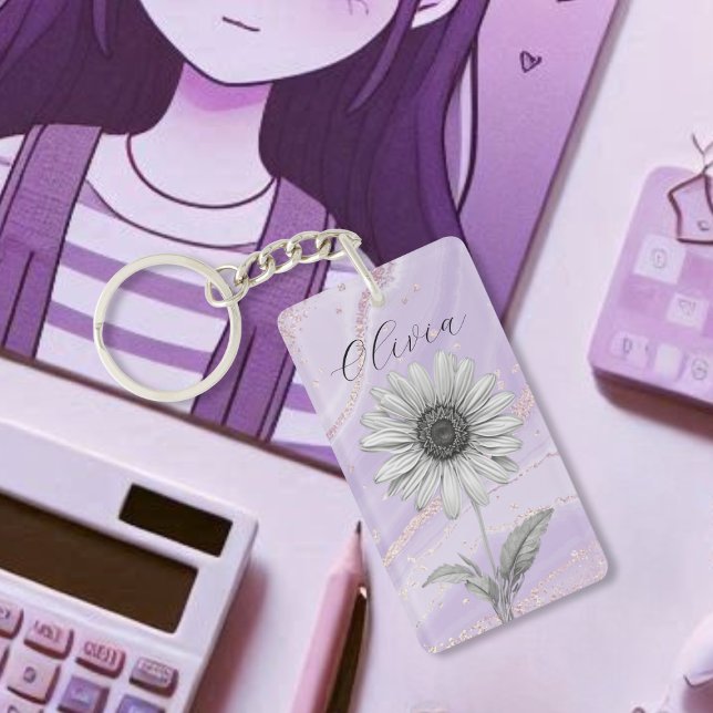 Delikate Custom Lavender Daisy Blume Schlüsselanhänger (Von Creator hochgeladen)