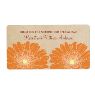 Delikate Daisies Wedding Labels, Orange