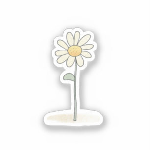 Delikate Daisy Illustration - Einfache süße Blume Aufkleber