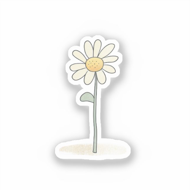 Delikate Daisy Illustration - Einfache süße Blume Aufkleber (Vorderseite)