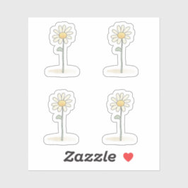 Delikate Daisy Illustration - Einfache süße Blume Aufkleber