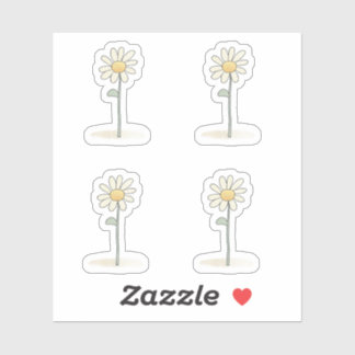 Delikate Daisy Illustration - Einfache süße Blume Aufkleber