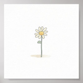 Delikate Daisy Illustration - Einfache süße Blume Poster