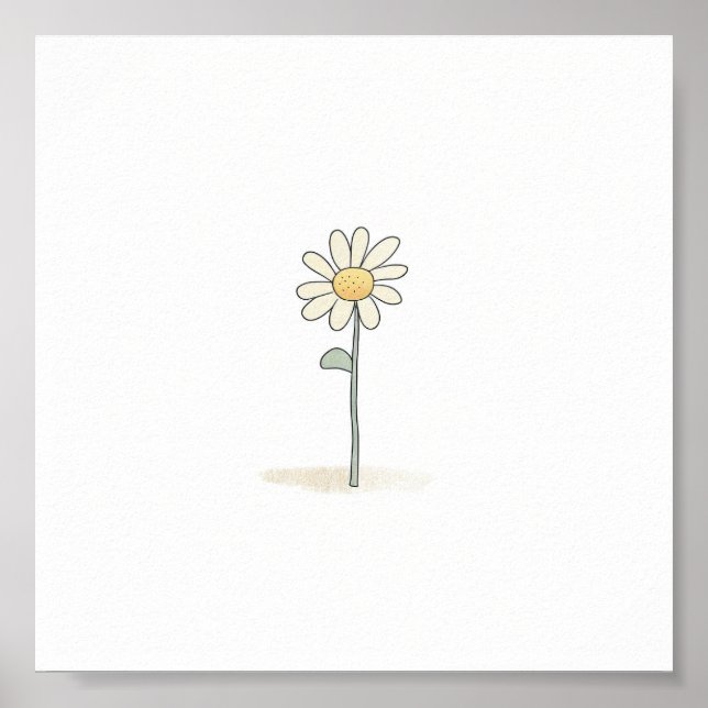 Delikate Daisy Illustration - Einfache süße Blume Poster (Vorne)