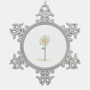 Delikate Daisy Illustration - Einfache süße Blume Schneeflocken Zinn-Ornament