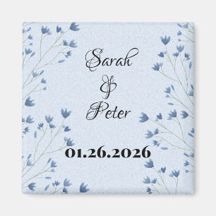 Delikate dunkelblaue Blume Save the Date Magnet