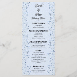 Delikate dunkelblaue Wildblumen Romantische Hochze Menükarte