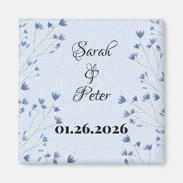 Delikate dunkelblaue Wildblumen Save the Date Magnet