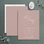Delikate Dusty Rose Moderne Kalligraphie Klassik Einladung<br><div class="desc">Diese dunkle, dramatische, elegante, staubige Rose mit ihren Details lässt sich leicht mit ihren Details personalisieren und ist so konzipiert, um eine Hochzeit, in der das Ehepaar Gastgeber ist, Anzug zu geben. Kontaktieren Sie Designer für passende Produkte. Vielen Dank für die Unterstützung unseres kleinen Unternehmens, wir wissen es wirklich zu...</div>