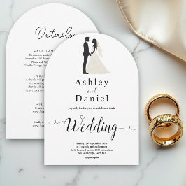 Delikate, einfache Schwarz-Weiß-Romantik-Hochzeit Einladung