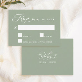 Delikate Elegante Wedding Sage Green RSVP Karte