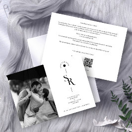 Delikate, exquisite Schwarz-Weiß-Hochzeitsinitiale Save The Date