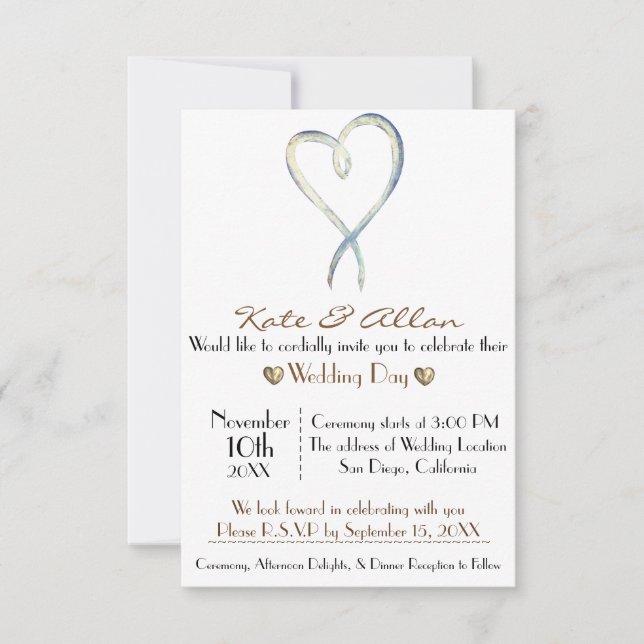 Delikate extravagant Heart Wedding Invitation UAWG Einladung (Vorderseite)