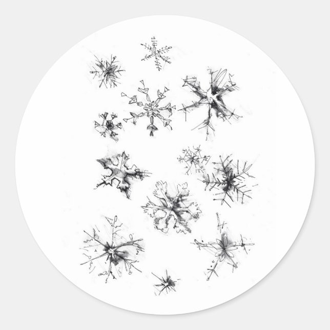 Delikate fallende Schneeflocken Runder Aufkleber (Vorderseite)