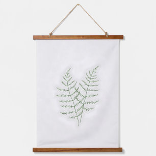 Delikate Fern Line Art.Minimalistisches Schlafzimm Wandteppich Mit Holzrahmen