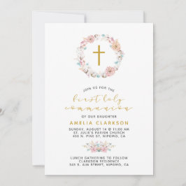 Delikate Floral & Cotton Erste Kommune Einladung