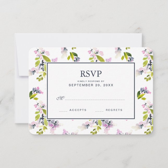 Delikate Floral Watercolor - Wedding RSVP (Vorderseite)