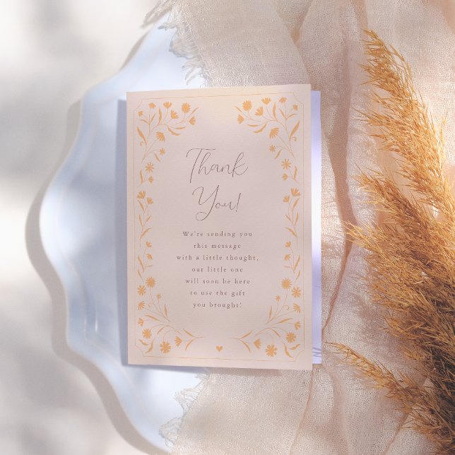 Delikate florale Hand Drawn Storybook Babydusche Dankeskarte (Von Creator hochgeladen)