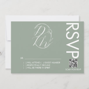 Delikate florale Logo Hochzeitskarte Grünen RSVP Einladung