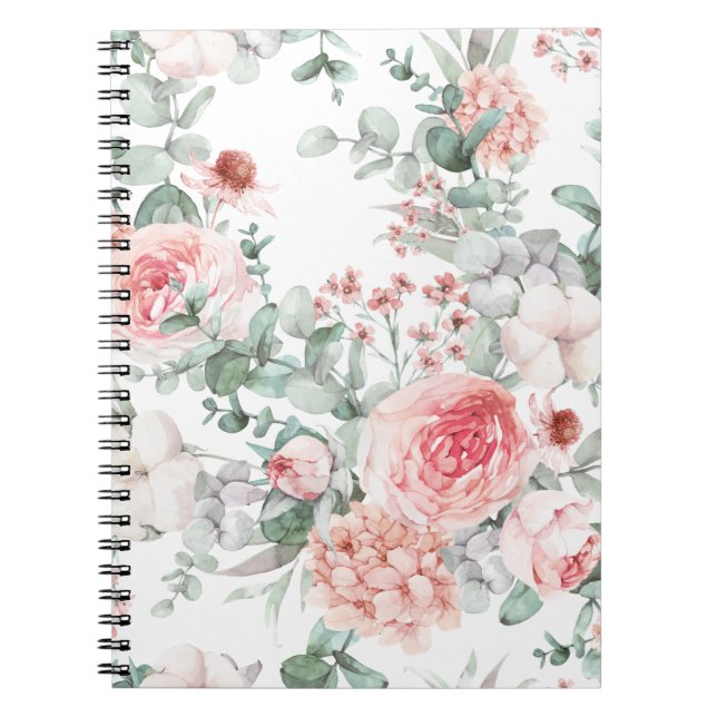 Delikate florale Wasserfarbe Spiral Foto Notebook. Notizblock (Vorderseite)