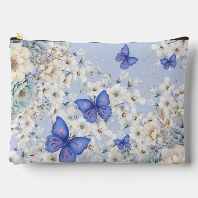 Delikate Florals & Butterflies Make-up Bag Zubehörtasche (Vorderseite)