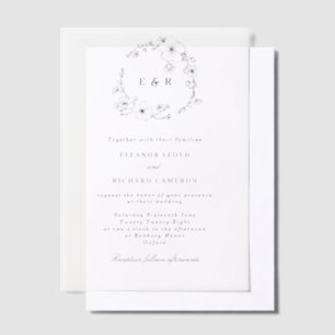 Delikate formale Monogramm-Blumenkraut-Hochzeit
