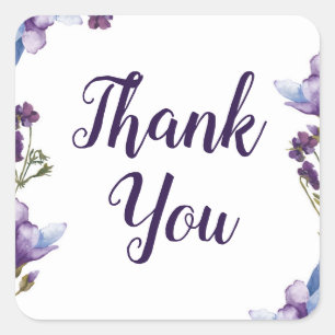 Delikate Frühlingsblumen Lila blumenreiche Hochzei Quadratischer Aufkleber