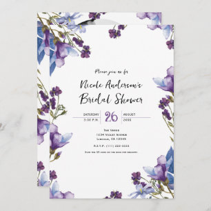 Delikate Frühlingsblumen Lila Brautparty Einladung