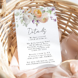 Delikate Frühlingsflorale Hochzeitdetails Begleitkarte