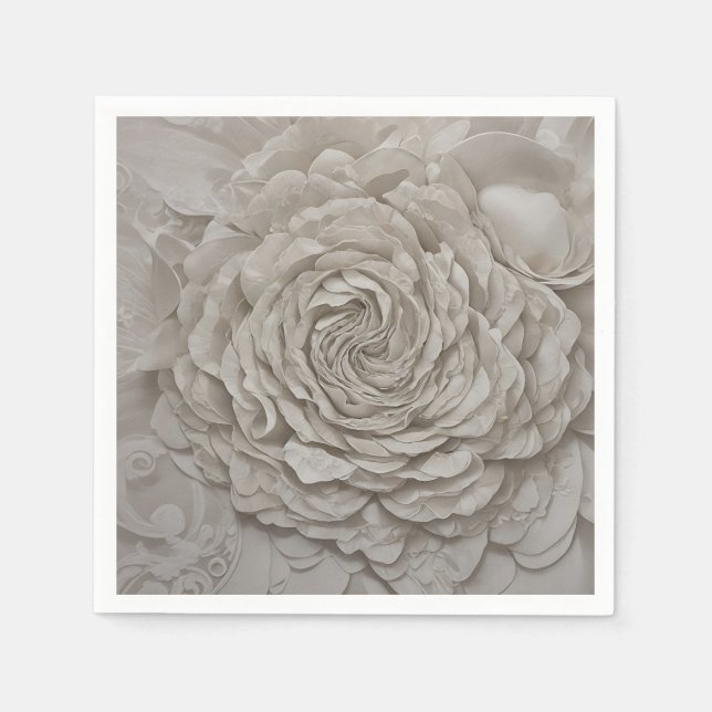 Delikate Gardenia Weiße Blume Serviette (Vorderseite)