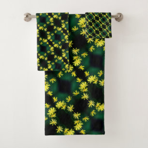 Delikate Gelbe Daisy-Wildblumen Abstraktes Muster Badhandtuch Set