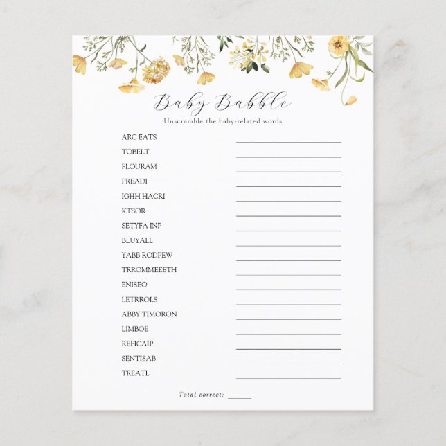 Delikate gelbe Wildblume Baby Babble Scramble (Vorderseite)