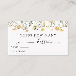 Delikate Gelbe Wildblume schätzt, wie viele Küsse Begleitkarte