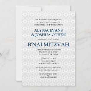 Delikate Gemusterte B'nai Mitzvah Einladung