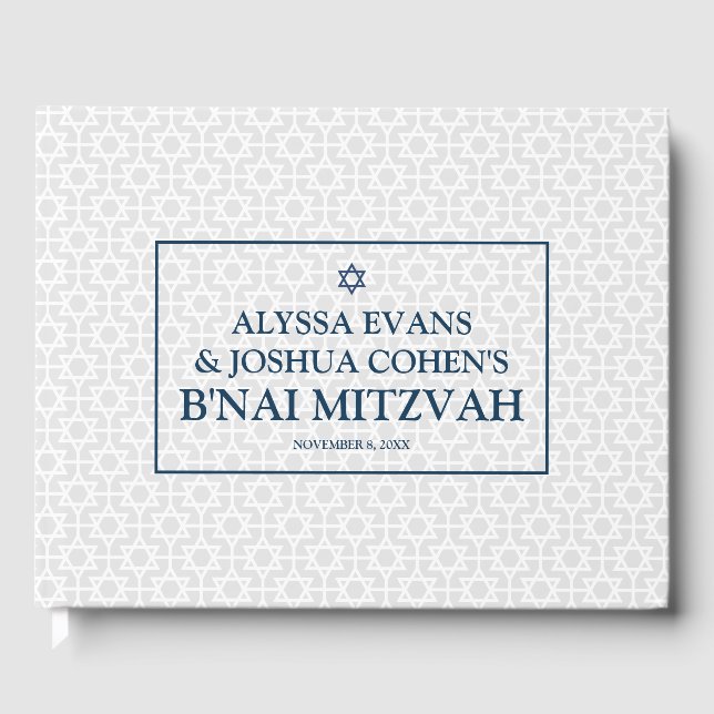 Delikate Gemusterte B'nai Mitzvah Gästebuch (Vorderseite)